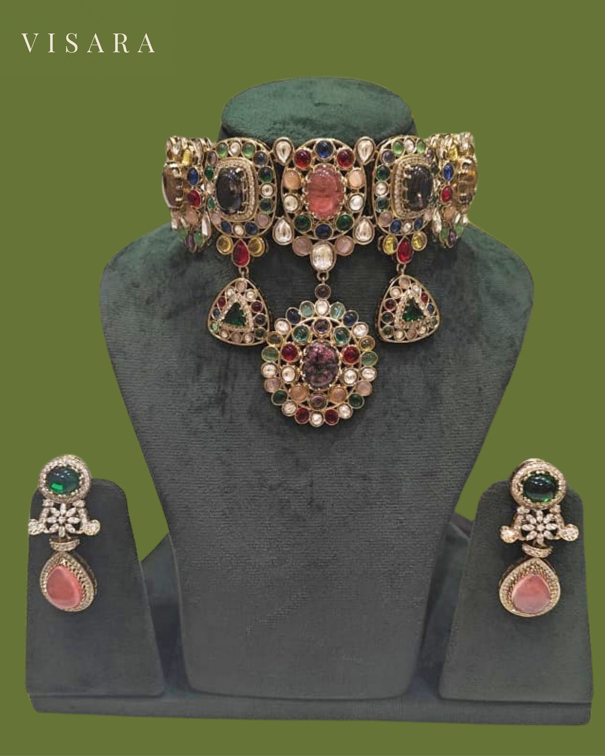 Multicolour Antique Finish Choker Set