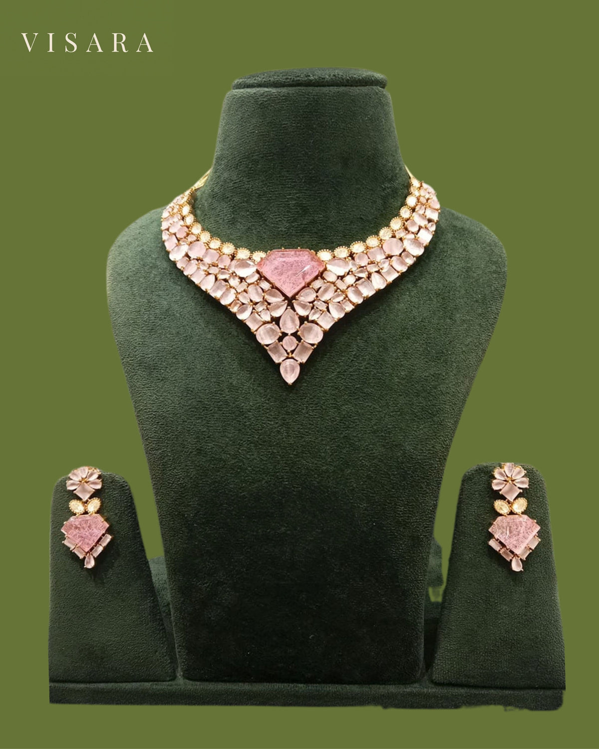 Blush Pink Geometric Necklace Set
