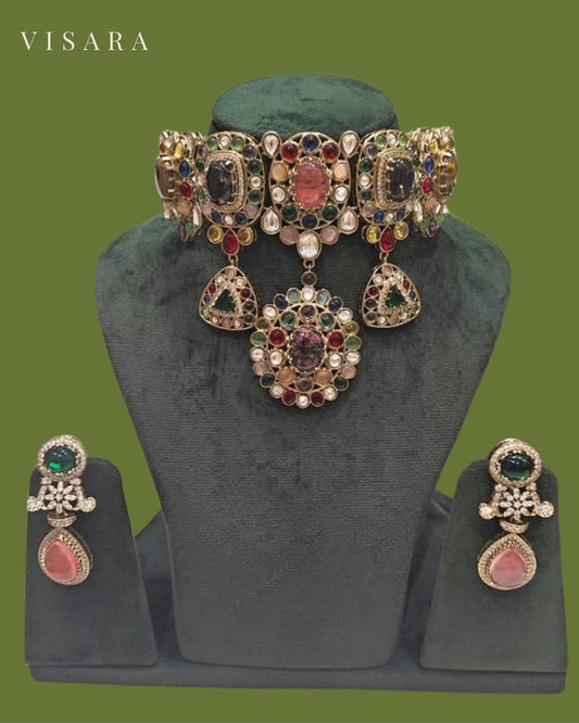 Multicolour Antique Finish Choker Set